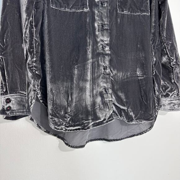 Anthropologie Pilcro The Hadley Relaxed Velvet Buttondown | Gray | SZ SP - Picture 8 of 13